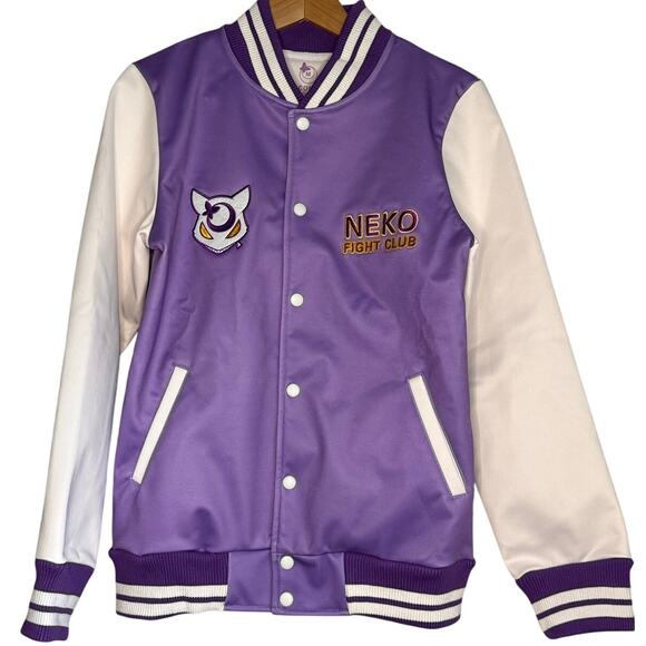 Mori Galaxy Neko Fight Club Jacket Women’s M Purple Varsity Anime Style - Picture 3 of 10